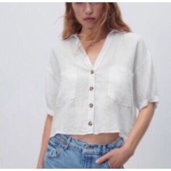 SOLD! Pilcro Linen Surf Buttondown Shirt XXS White - Picture 5 of 8